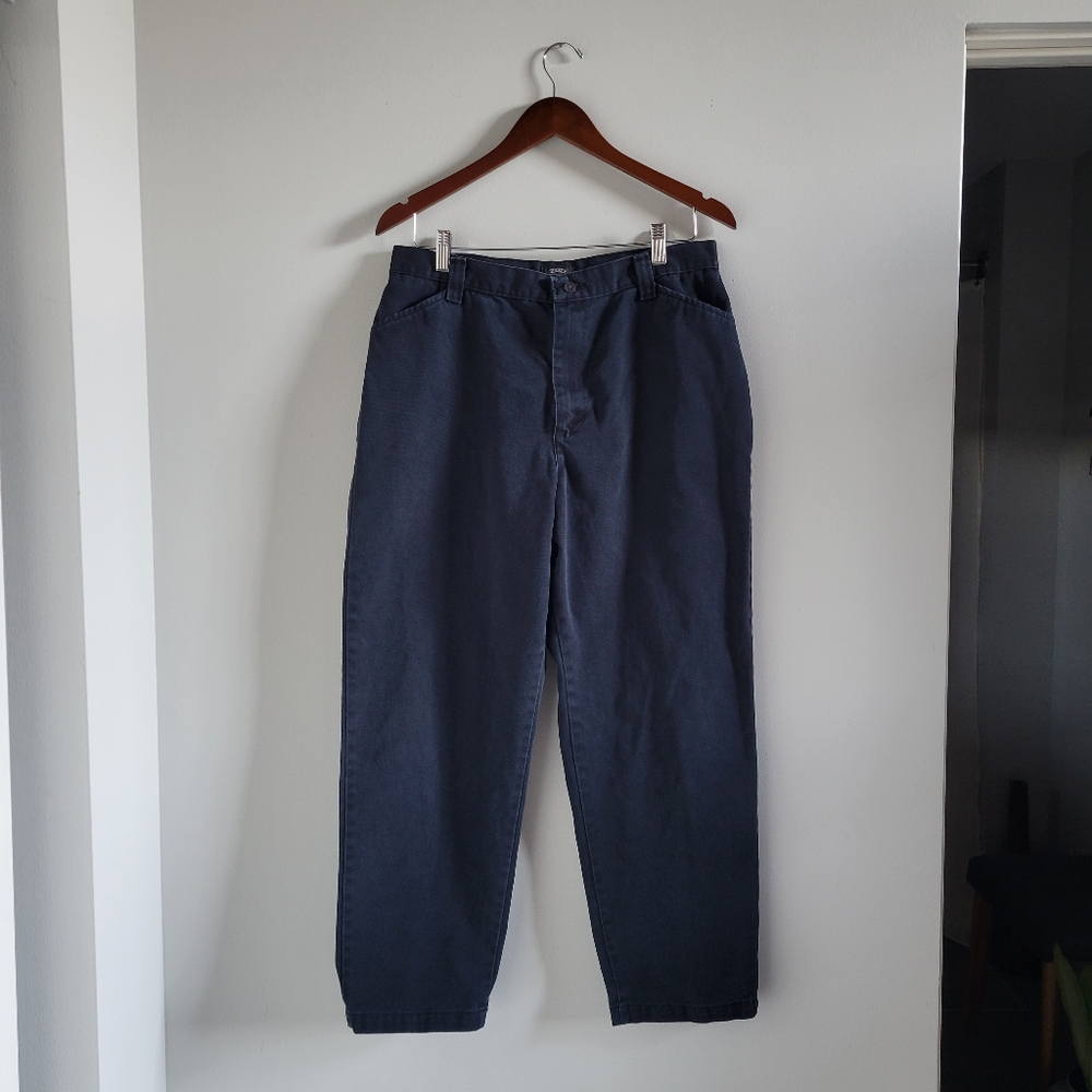 Vintage Riders Casuals Blue Black Cotton Straight Leg Pants Womens 14P